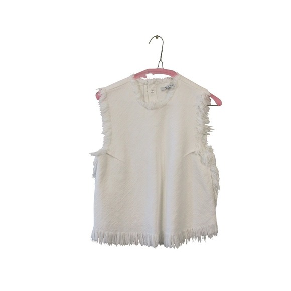 Alexander Wang Tops - T Alexander Wang Fringe Sleeveless Top Women 2 White Burlap Cotton Textured 180